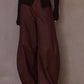 Cotton blend strong silhouette cocoon shape loose pants | 4 color