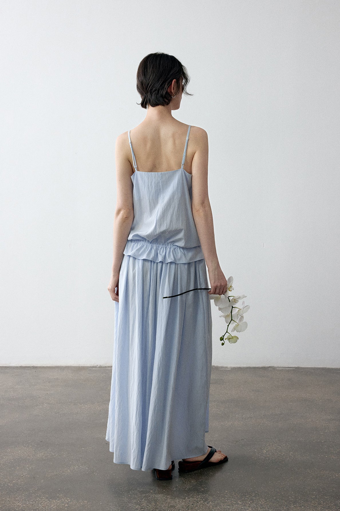[Wandering organ] Viscose blend textured peplum waist skirt | 4 color