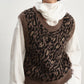 Alpaca blend retro leopard vest | 2 color