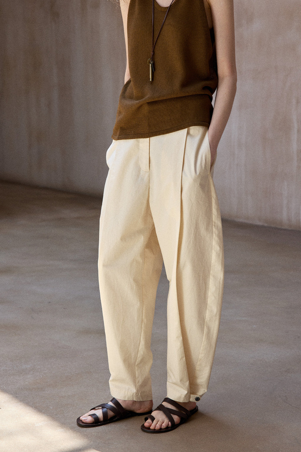 100% cotton scythe-shaped wide-leg pants | 3 color