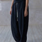 Wool blend check pattern loose structure pants | 2 color