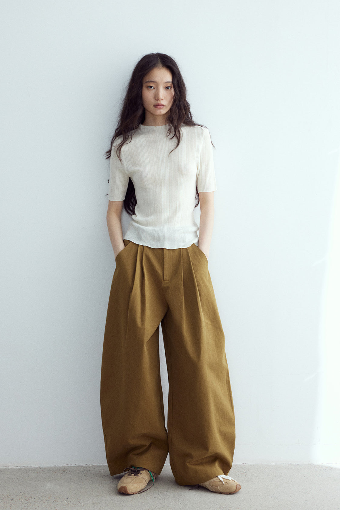 100% cotton curved blade pants | 3 color