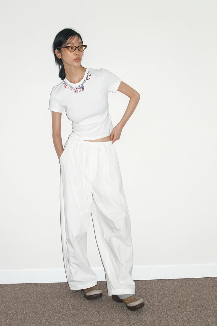 Cotton blend balloon silhouette pants | 3 color