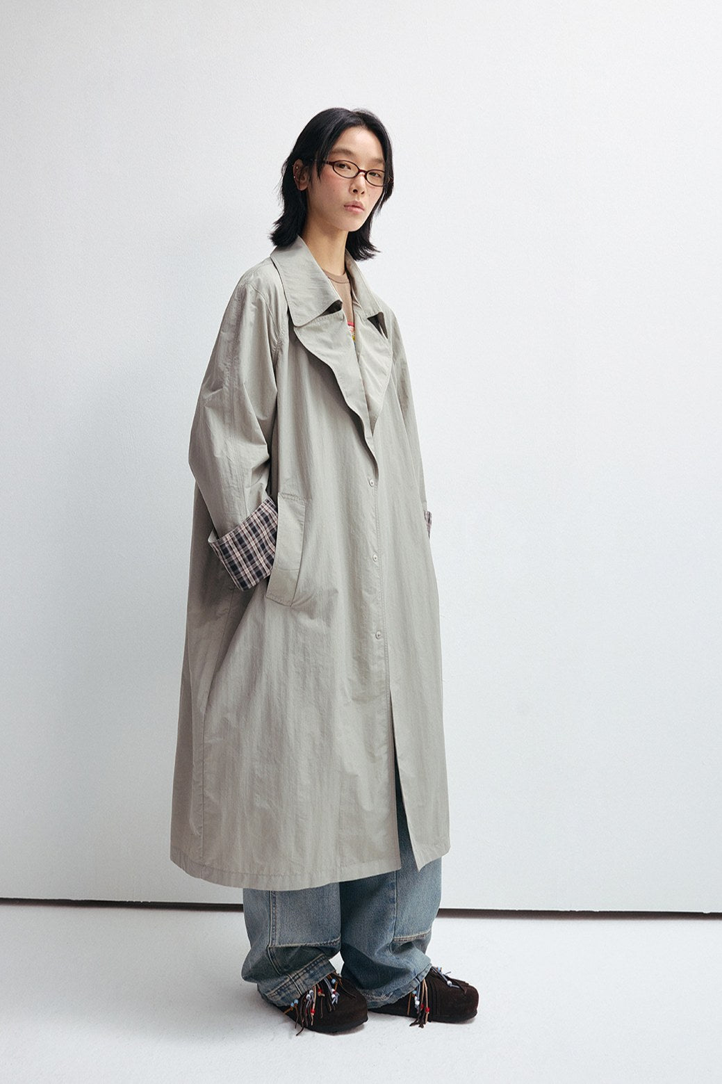 Lightweight textured large fit coat | 2 color