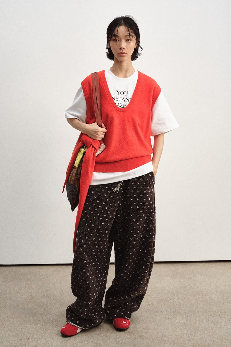 Relaxed-fit banana shape fleece pants | 3 color