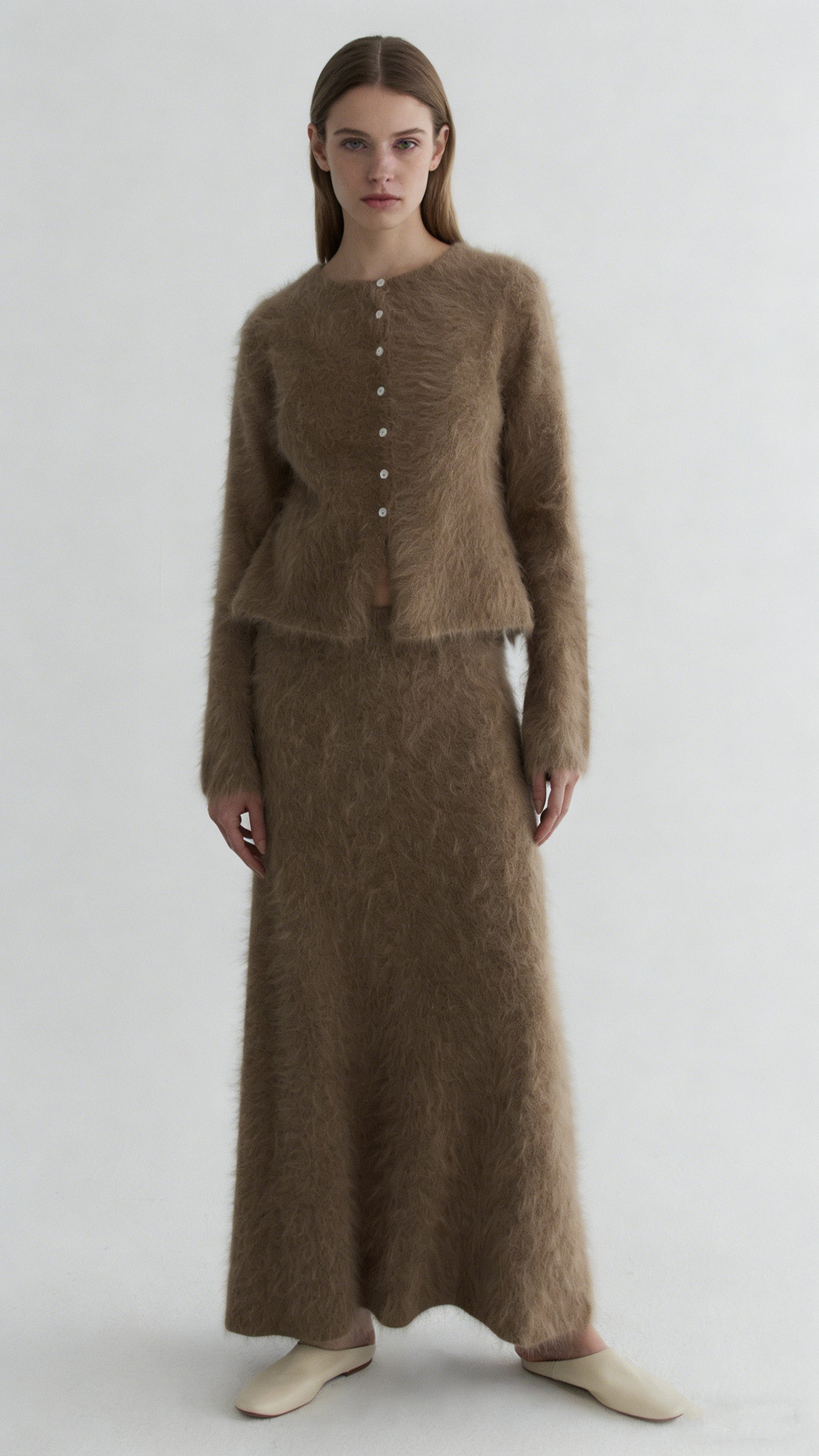 Otter-fleece blend soft drape skirt | 2 color