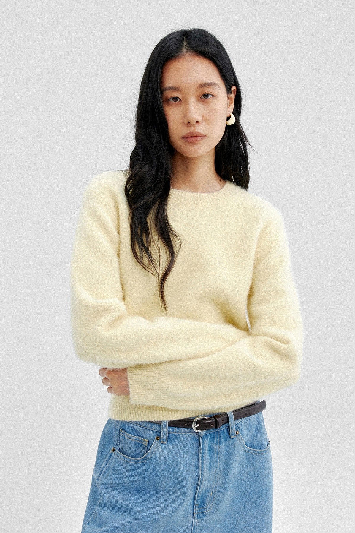 Wool blend soft and cozy long hair sweater | 4 color