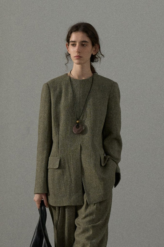 Wool containing tweed jacket | 3 color