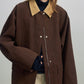 Mid-length contrasting collar jacket | 2 color