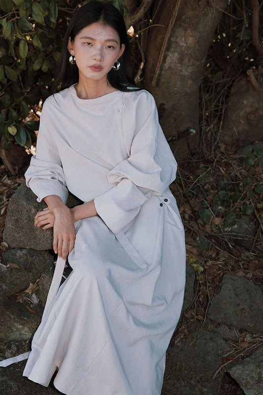 Tencel-modal-nylon blend wrap shirt-dress | 3 color