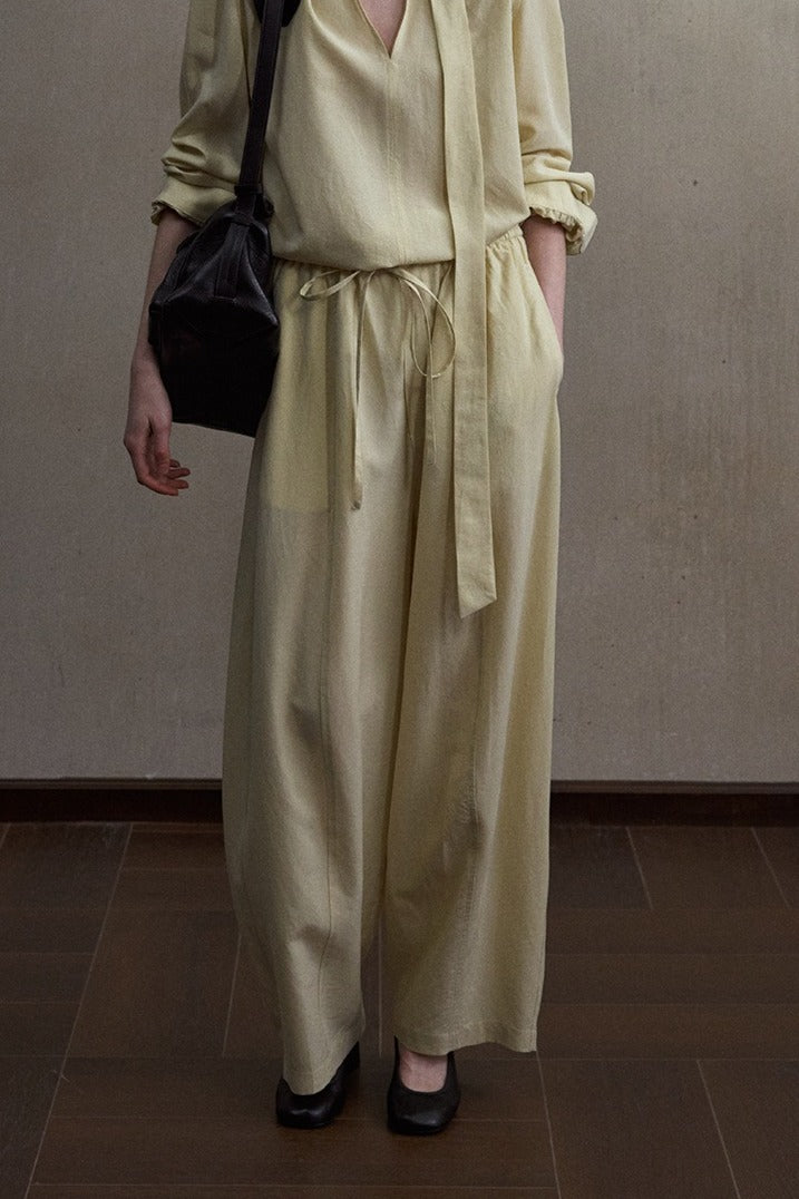 Lyocell blend lightweight wide-leg pants | 4 color