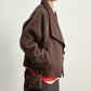 Wool-silk-alpaca relaxed fit large lapel jacket | 2 color