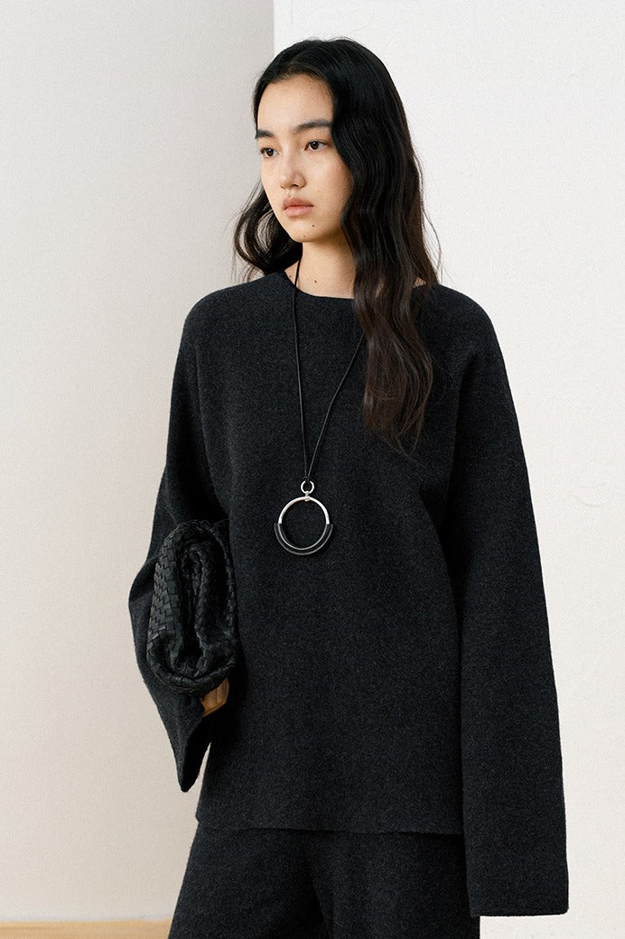 100% wool minimalist loose sweater | 3 color