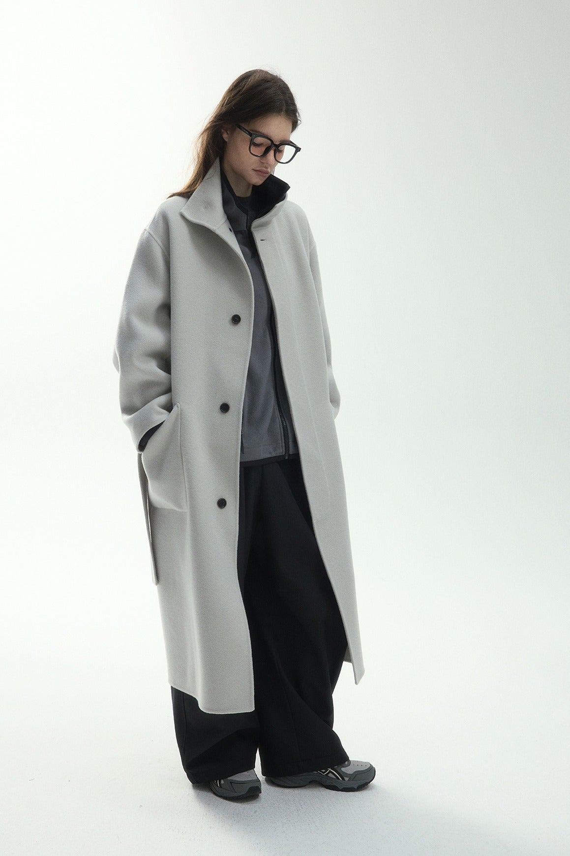 100% wool double-sided fabric sleek overcoat