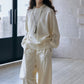 Washed water cotton textured surface fleece inside pants