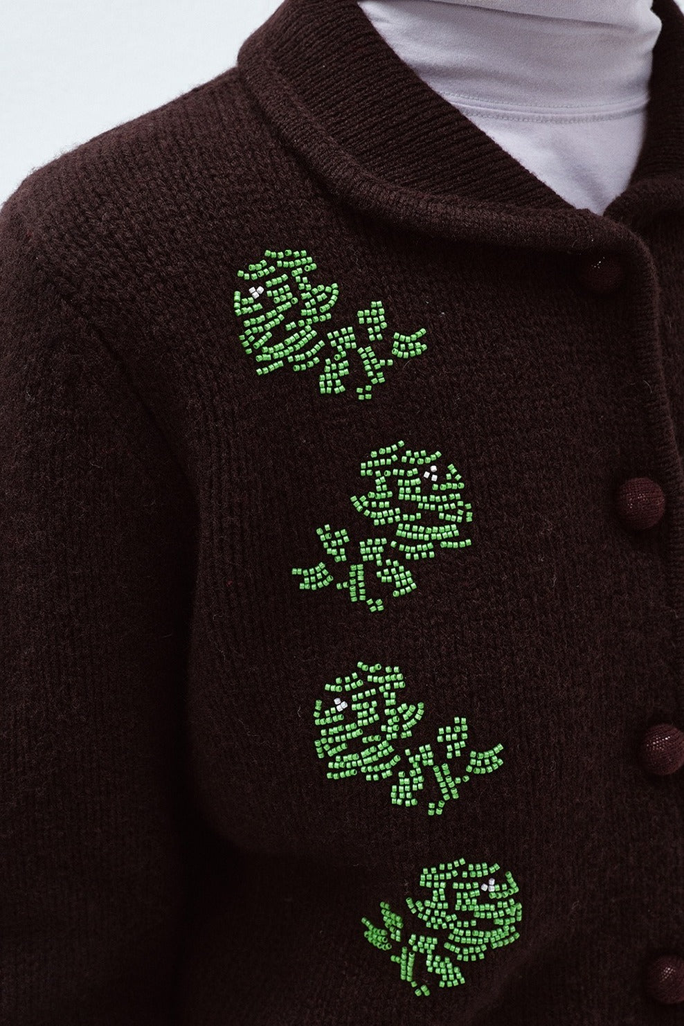 100% sheep wool hand-beaded rose cardigan | 3 color