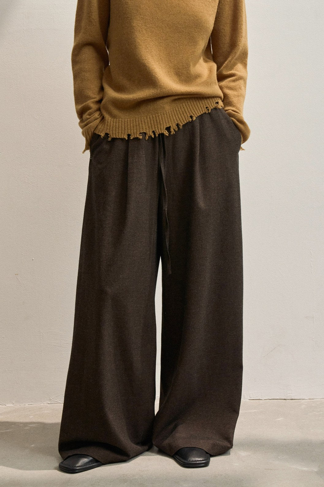 Elastic waistband wide leg straight pants | 3 color