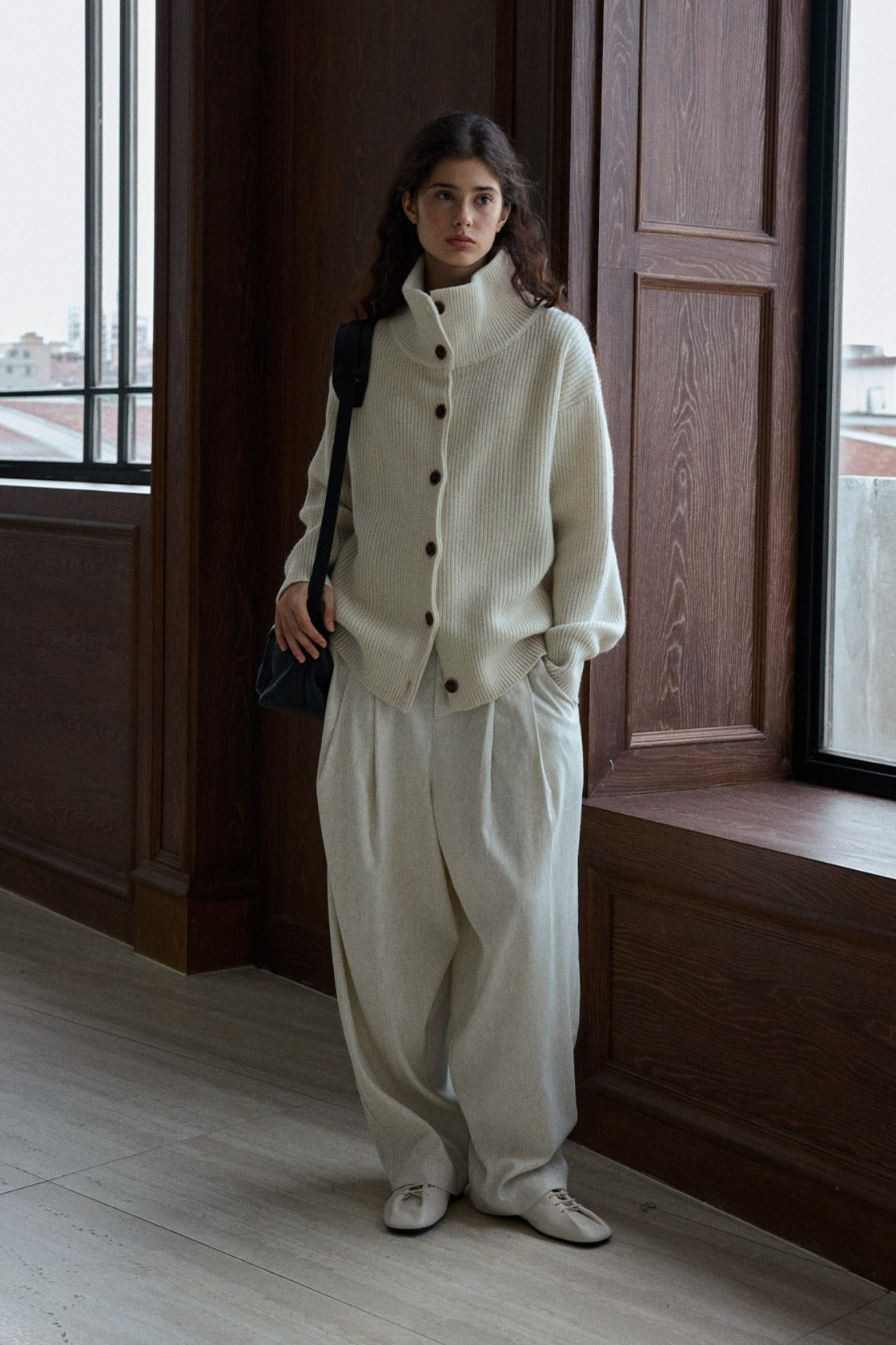 100% wool loose fit chunky knit cardigan | 4 color