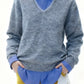 Wool blend soft touch lightweight V-neck sweater | 3 color