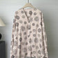 Cotton relaxed-fit V-neck rose romantic shirt
