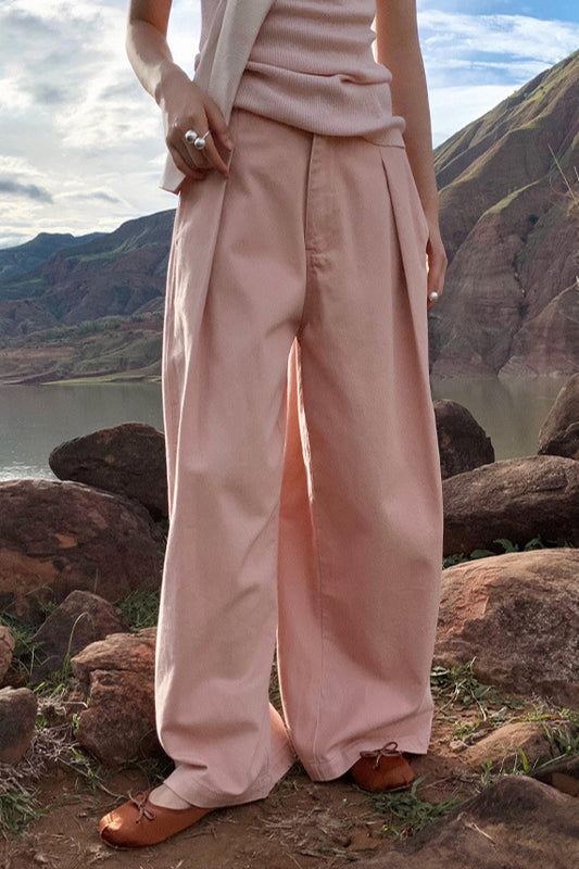 Cotton blend lyocell high-waisted palazzo pants with a belt | 5 color