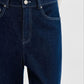 Cotton blend contrasting stitching straight leg jeans