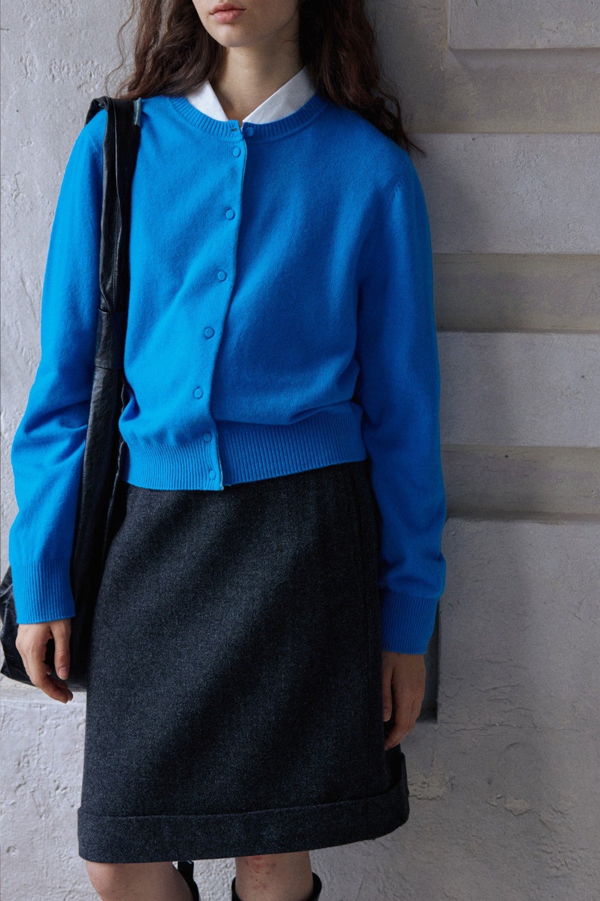 100% wool classic round neck cardigan | 5 color