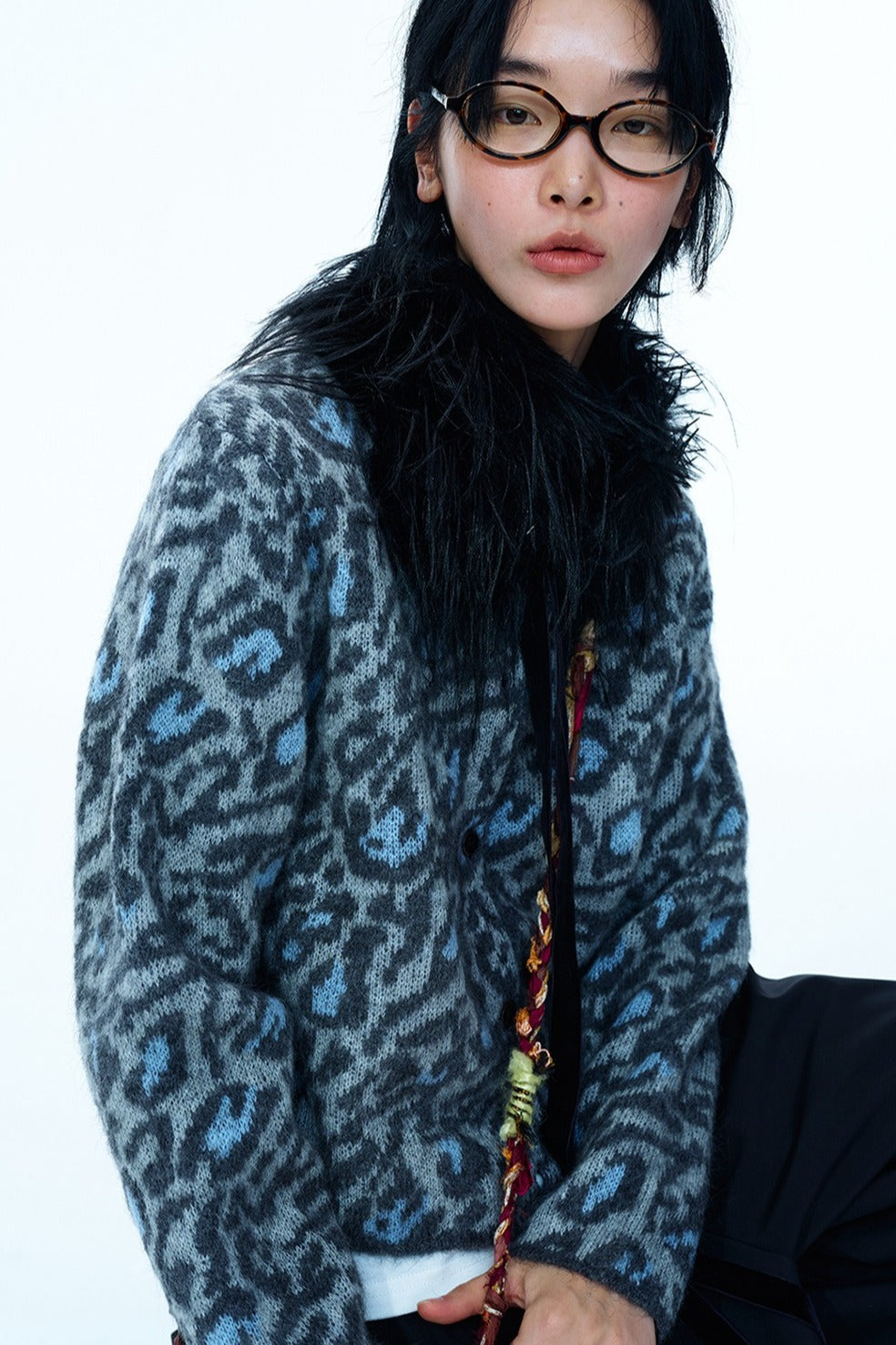 Alpaca blend leopard print cardigan | 2 color