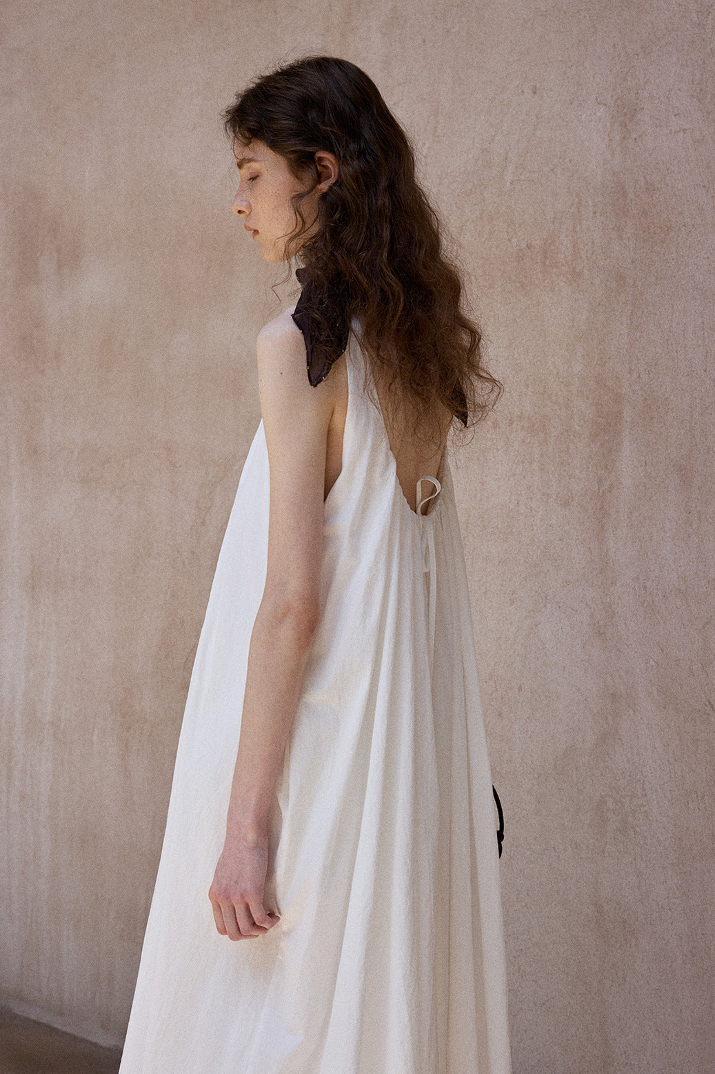 100% cotton pleated U-neck sleeveless dress | 3 color