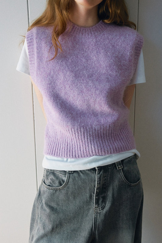 Alpaca blend minimalist cropped vest | 4 color