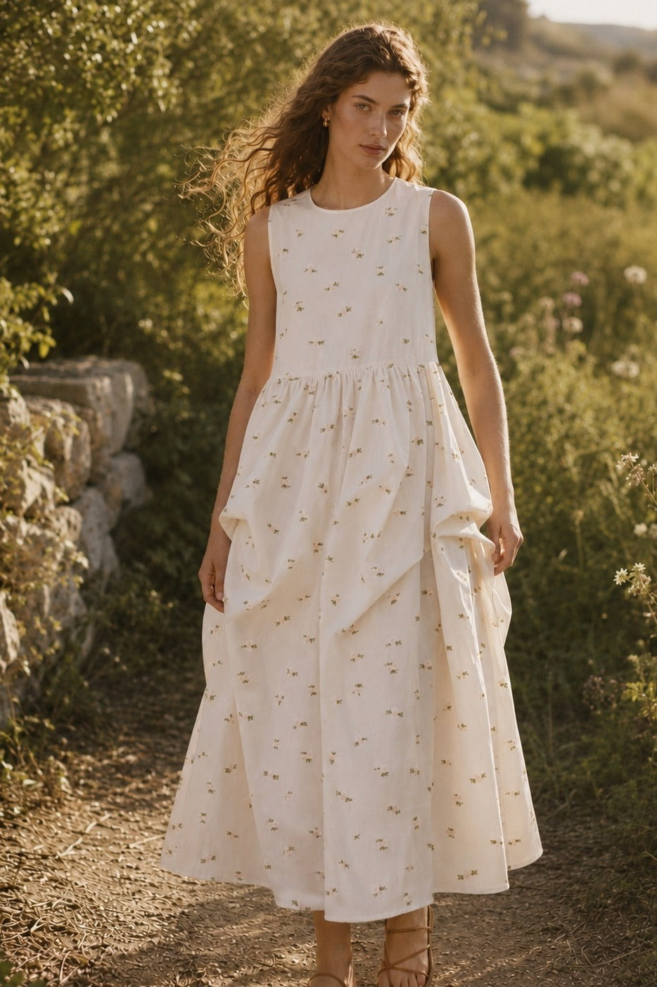 Jacquard sleeveless maxi dress