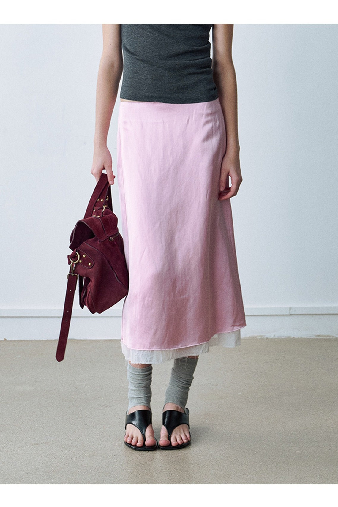 Viscose-linen raw-edge skirt | 5 color