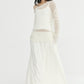 Viscose blend soft pleats big hem A-line skirt | 2 color