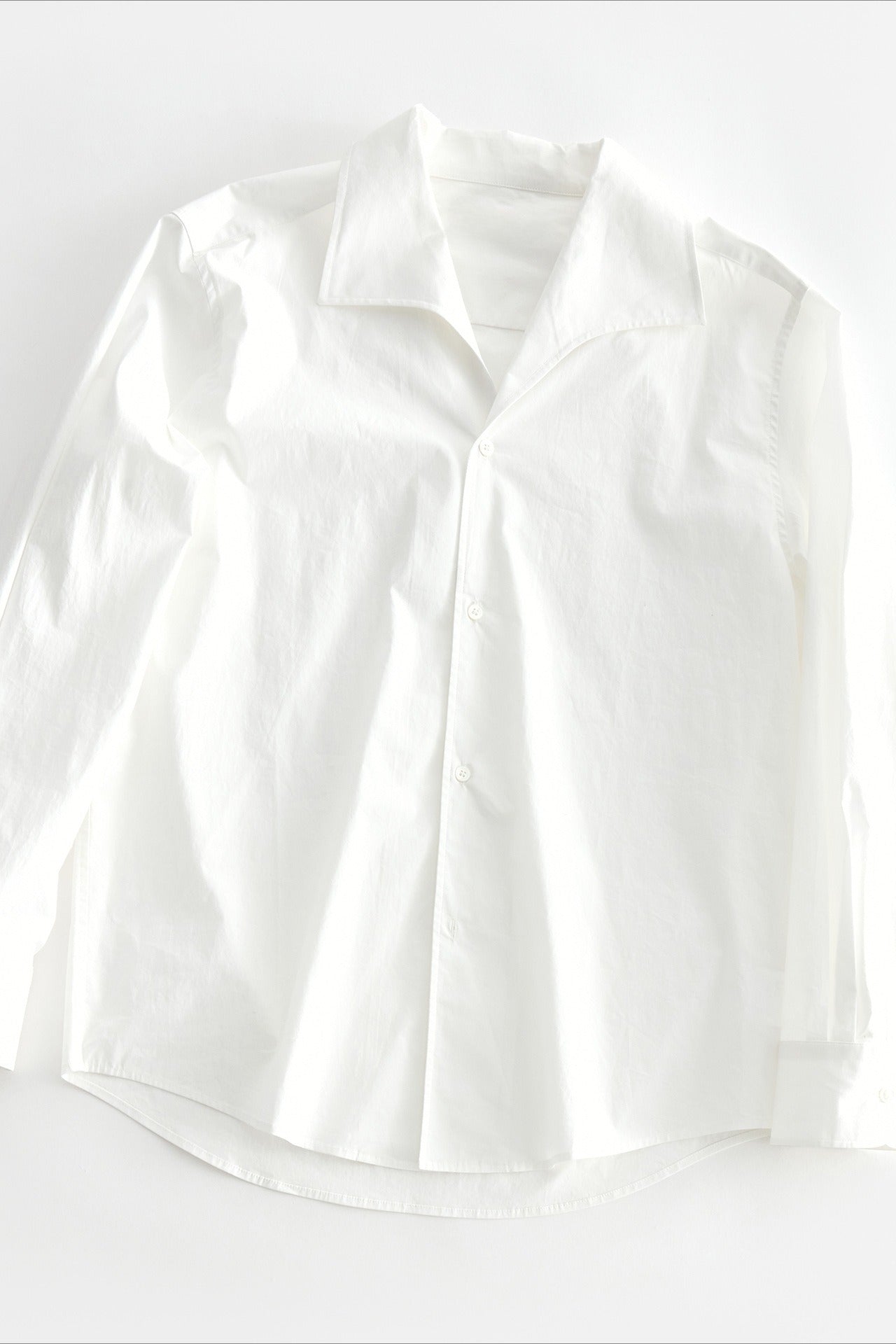 Cotton large lapel collar loose-fit shirt | 2 color