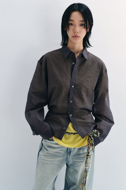 Cotton blend lightweight semi-sheer adjustable shirt | 2 color