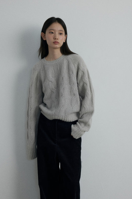 Wool blend cozy cable knit sweater