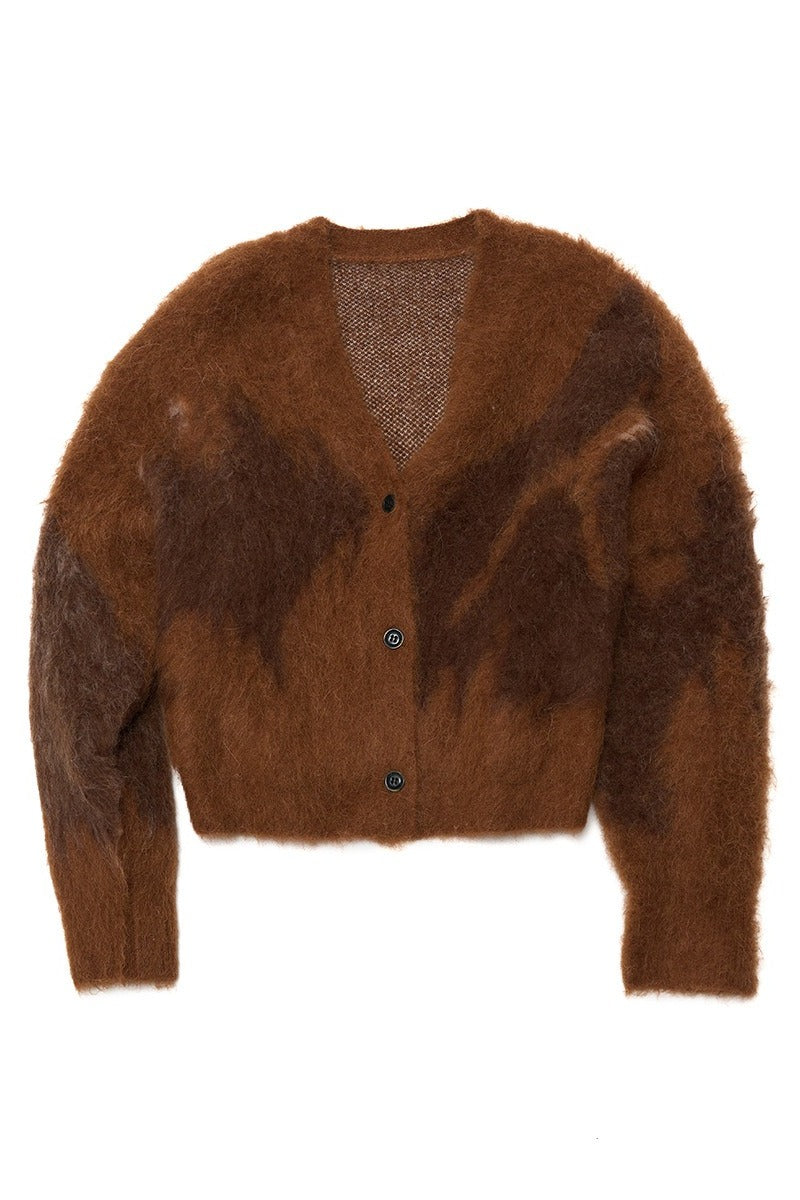 Alpaca blend V-neck casual cardigan | 3 color