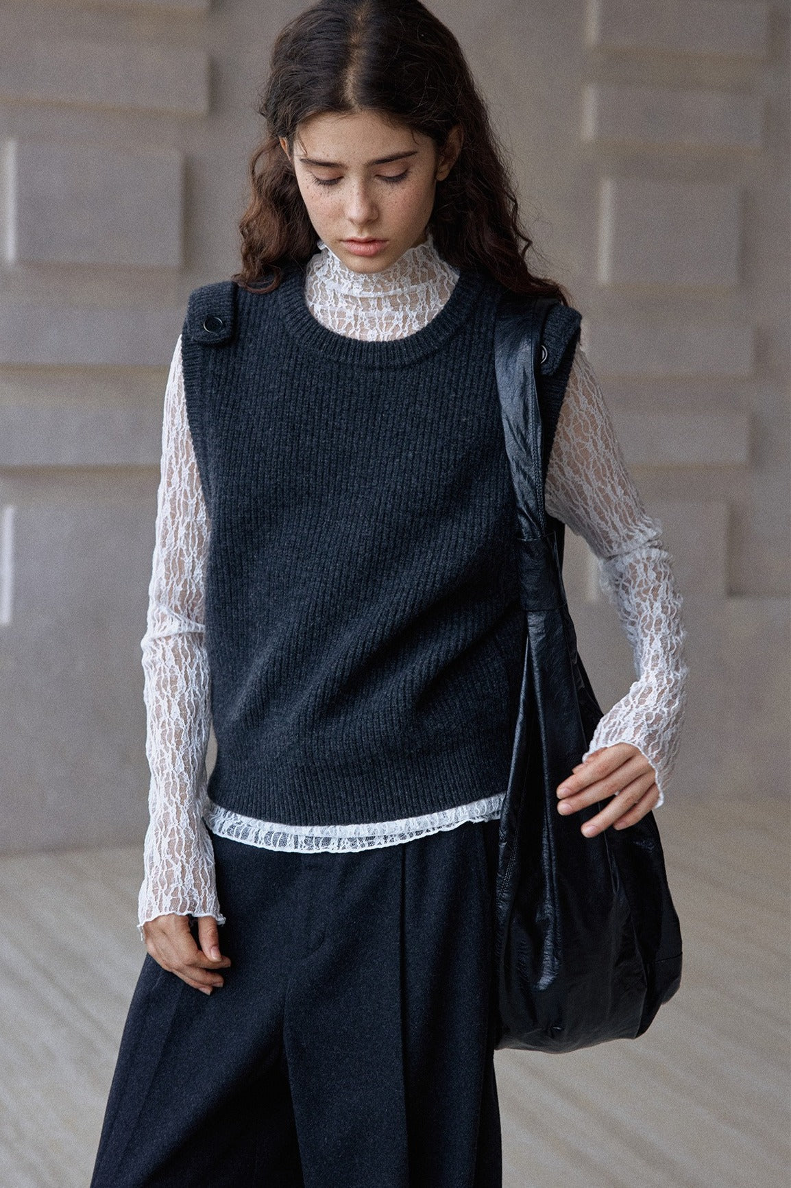 100% wool shoulder straps vest | 3 color