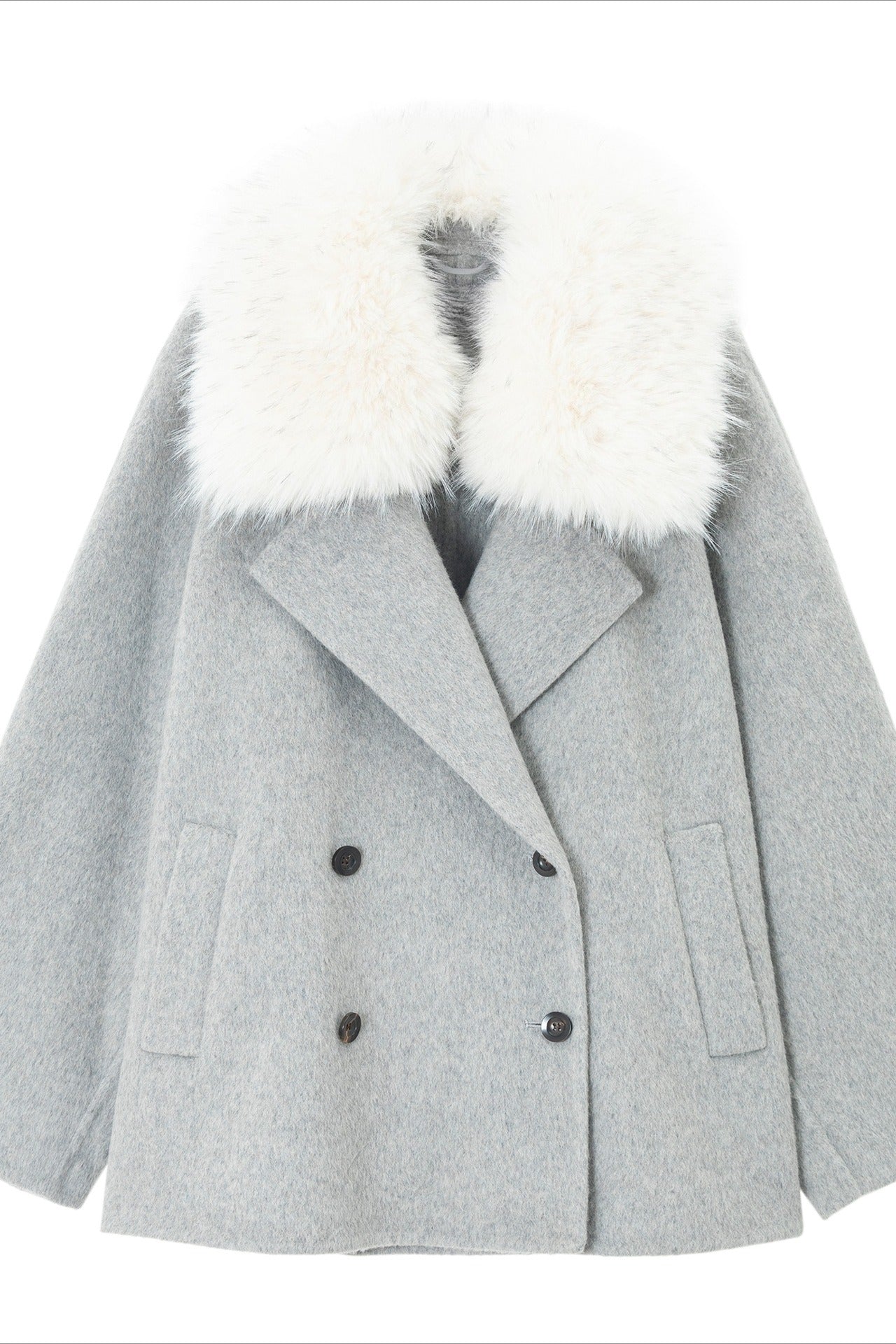 Wool blend oversized collar jacket | 2 color