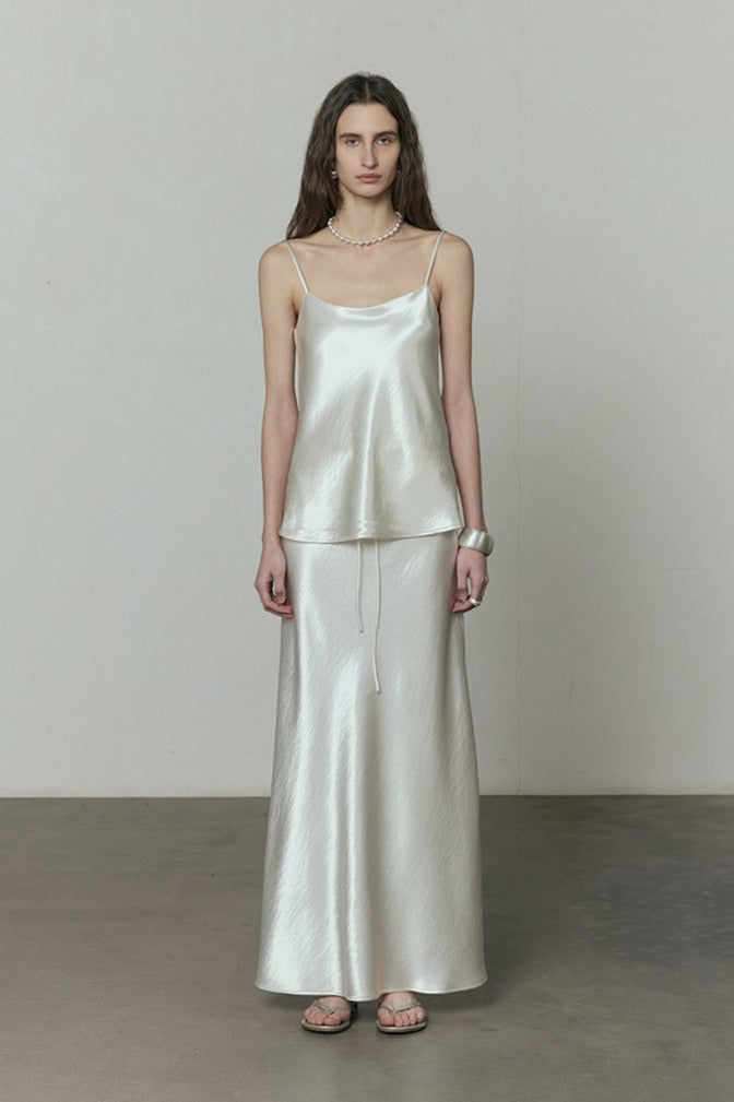 Liquid-sheen mermaid maxi skirt | 3 color