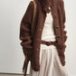 Chunky knit horn buttons mid-length cardigan | 4 color