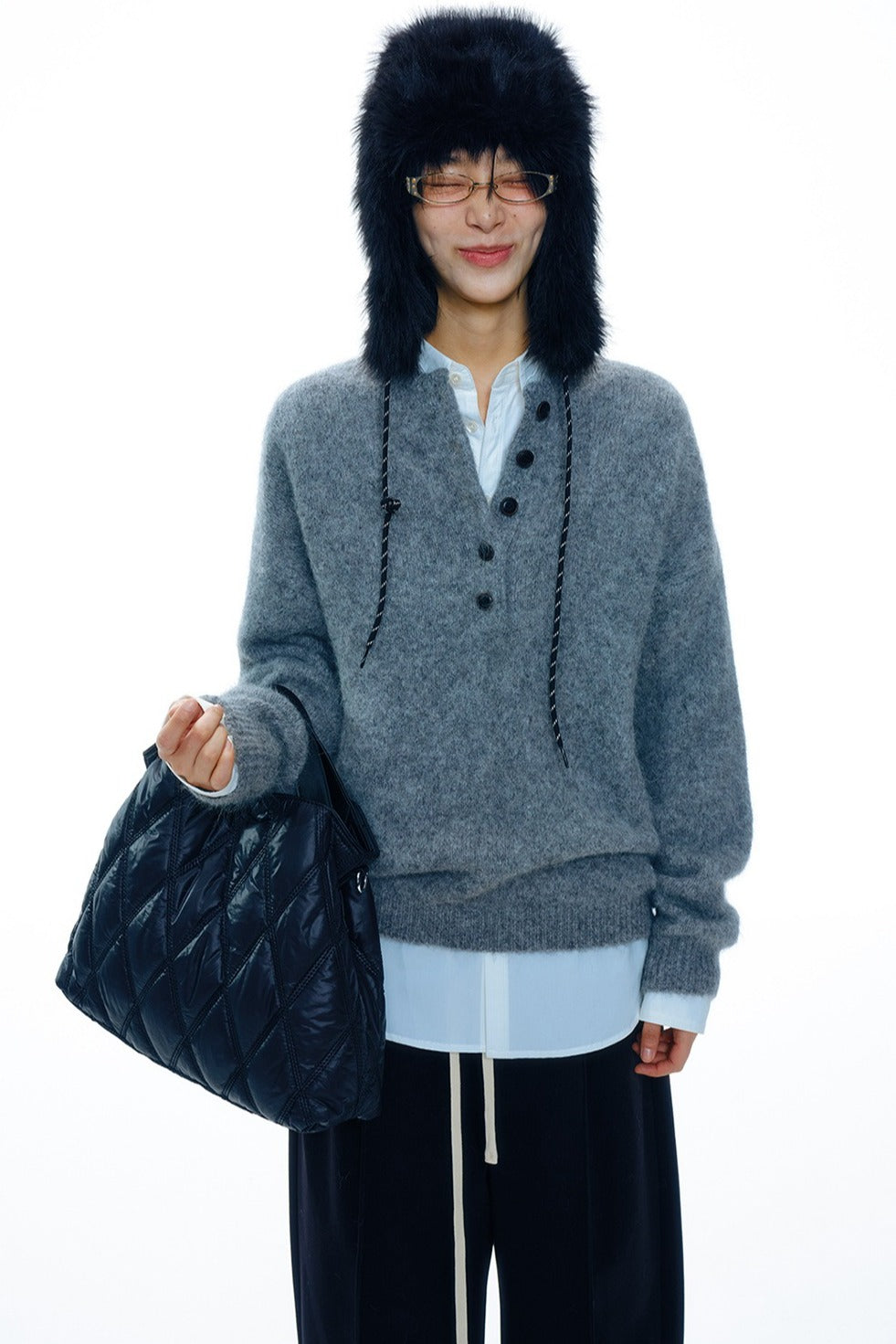 Alpaca blend henley pullover sweater | 5 color