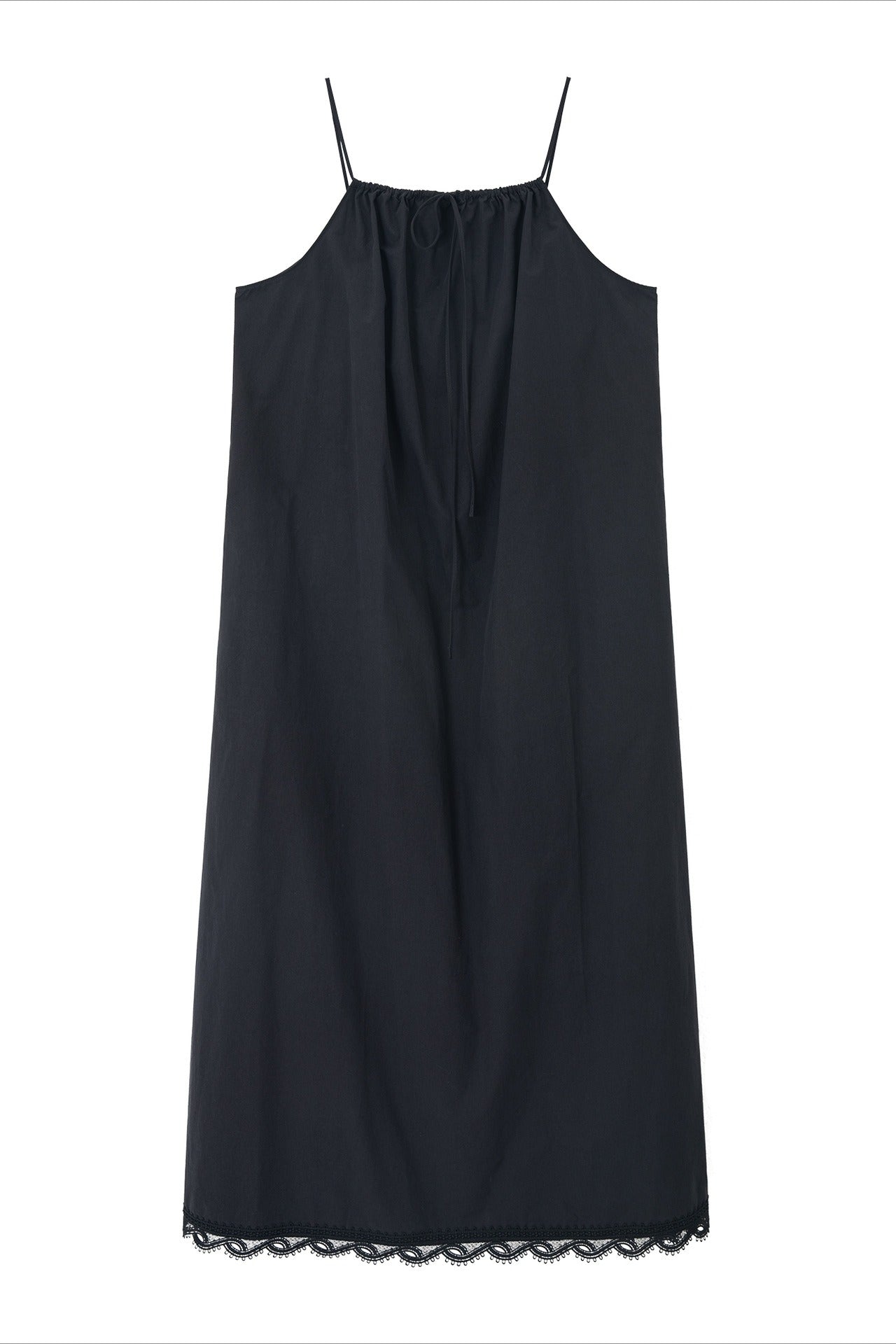 Cotton lace trim strap dress | 3 color
