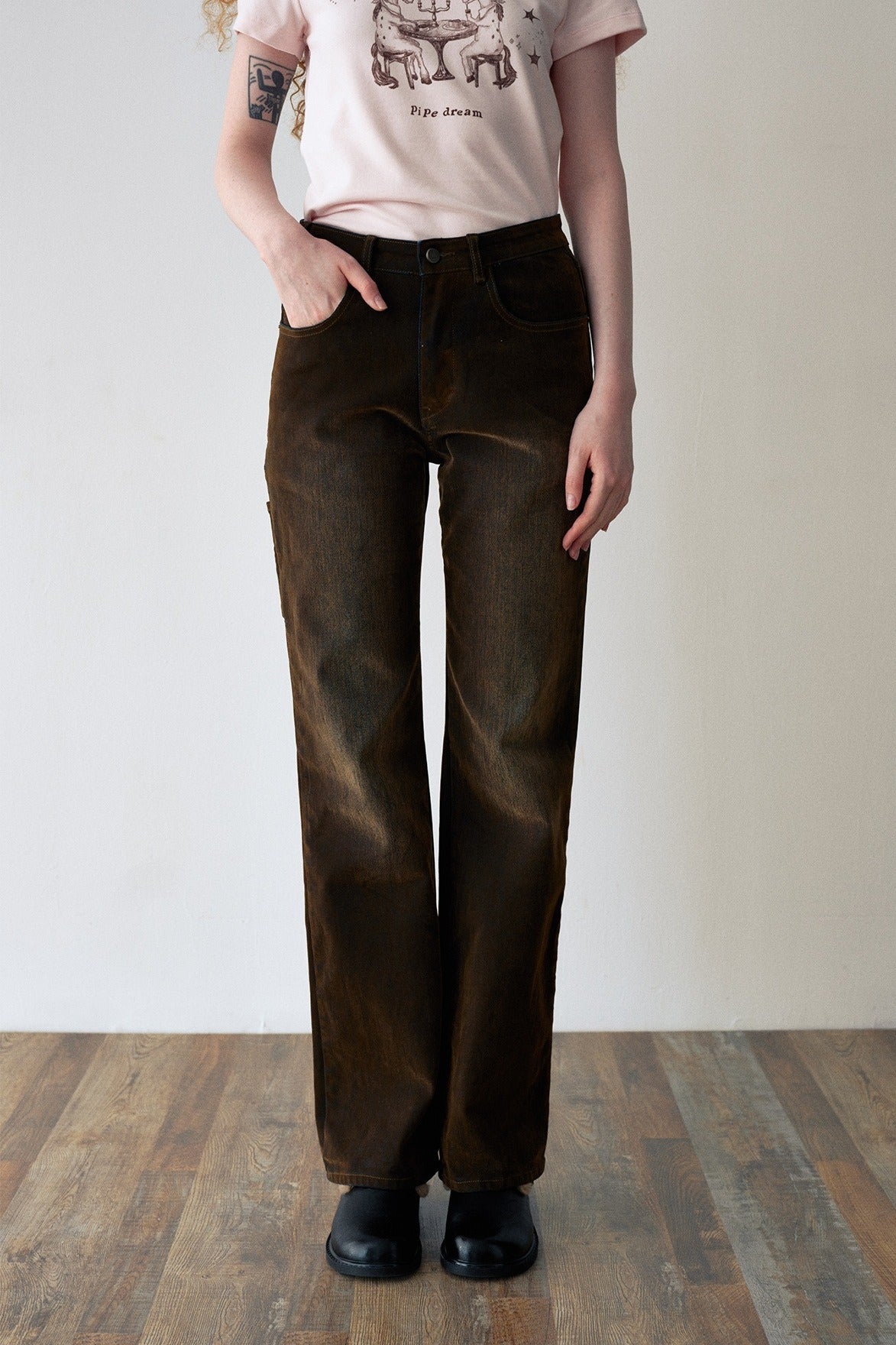 Cotton blend vintage high-waisted jeans | 2 color