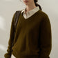 Sheep wool blend yak hair soft basic V-neck sweater | 3 color