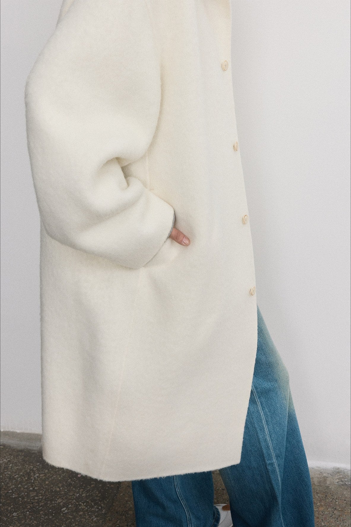 Sheep wool-riched double-sided cocoon shape coat | 2 color