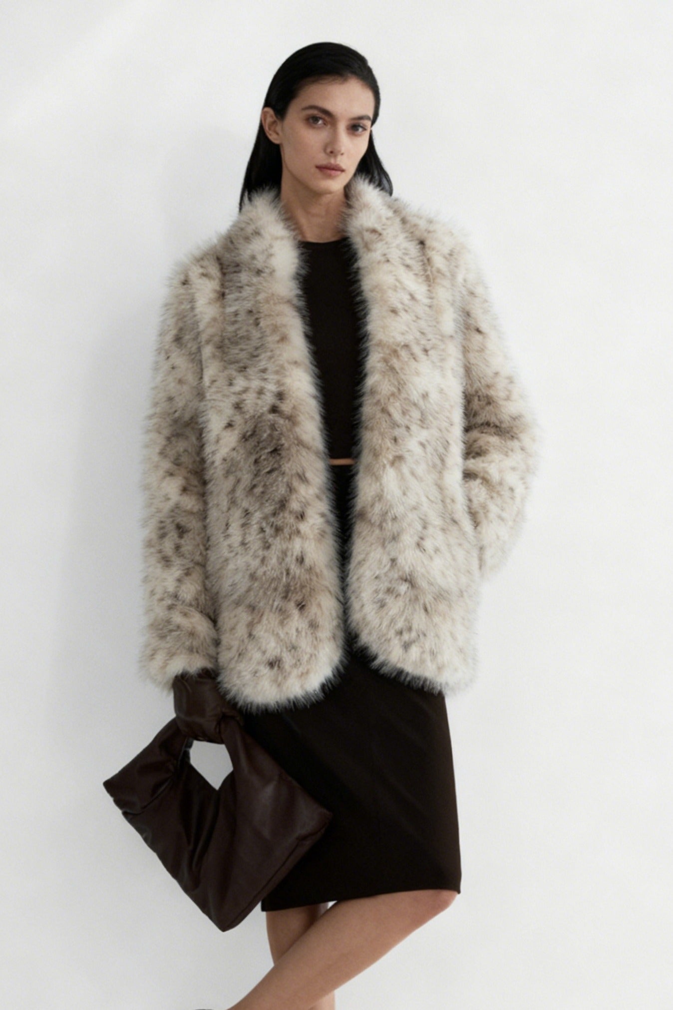 Plush leopard faux-fur boxy cut jacket