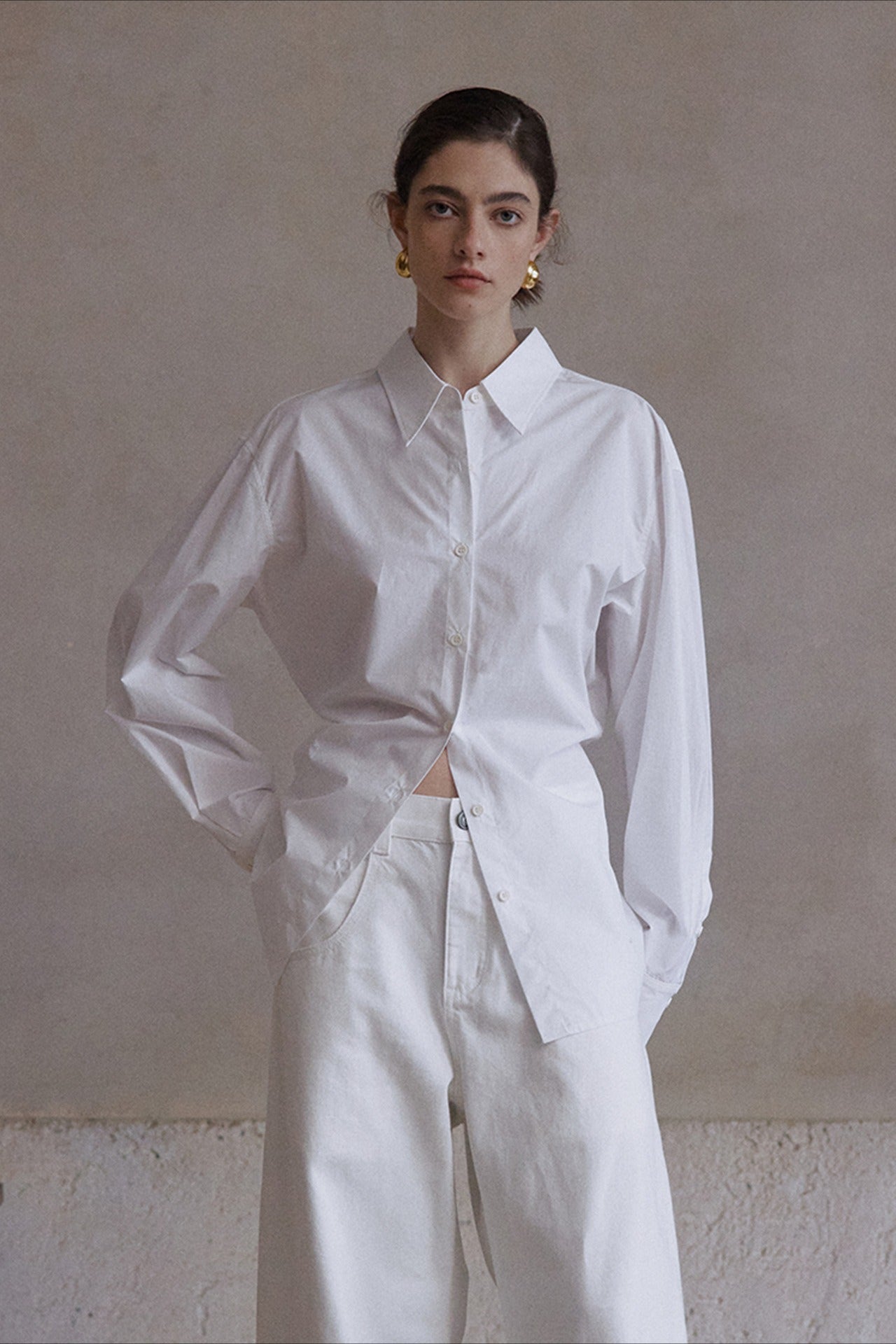 100% cotton gathered waist chic shirt | 3 color