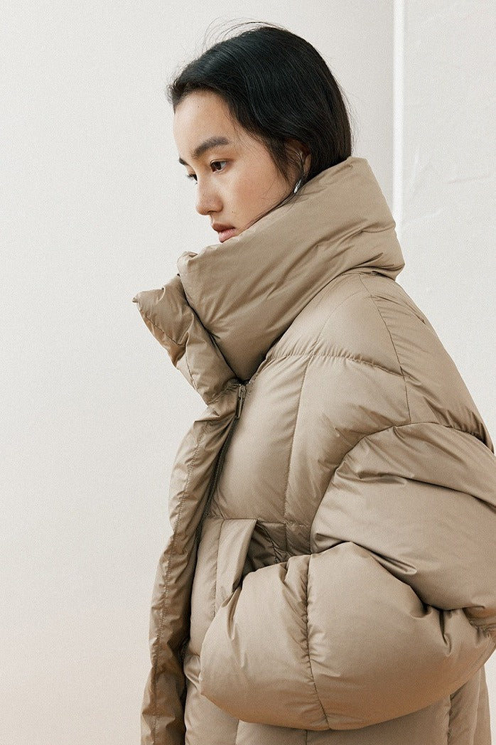 Modern stand collar cropped down jacket | 3 color