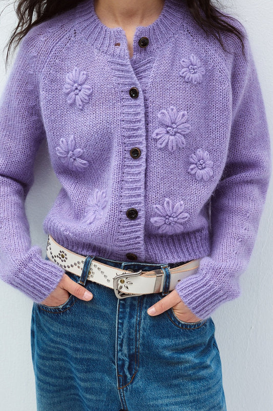 Wool blend hand-crocheted florals airy cardigan | 3 color